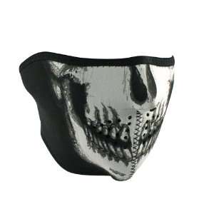   ZANheadgear Black/White Oversized Skull Neoprene Half Mask Automotive