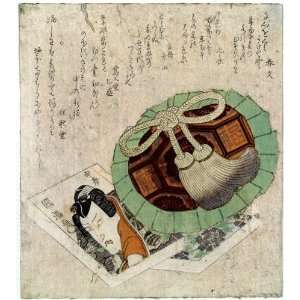 1824 Japanese Print coin purse and two books, one with a portrait of a 