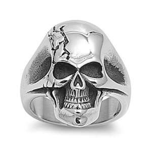  Stainless Steel Suture Skull Design Ring Size 12: Jewelry