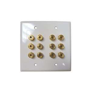 12 Port White Wall Plate for Dolby 5.1 High Quality Binding Post 