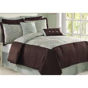  12 Piece Tisdale Chocolate/Blue King Bed in a Bag Set 