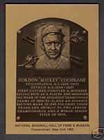   of Fame METALLIC Plaque card MICKEY COCHRANE, As Athletics / Tigers