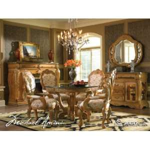  6 pc Trevi Round Glass Top Pedestal Dining Table Set by 