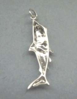 925 Sterling Silver Hanging Shark Fish Animal Pendant  