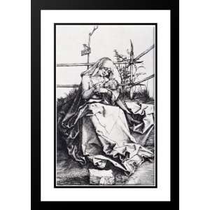   Framed and Double Matted Madonna On A Grassy Bench