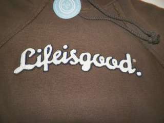 Life is Good Mens HERO Hoodie Sweatshirt Shale Brown Cricket $75 M Med 