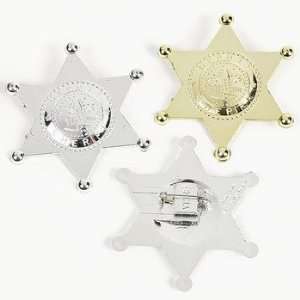   Dozen Gold and Silver Plastic Toy Deputy Sheriff Badges: Toys & Games