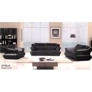  3pc Contemporary Modern Leather Sofa Set #AM 762 BK: Home 