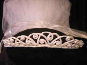 Wedding Communion veil tiara satin weave crown  