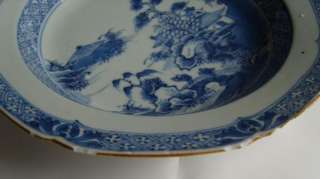 Antique Qianlong Chinese Export Blue & White Porcelain Octagonal Plate 