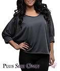WOMANS PLUS SIZE CHARCOAL TOP WITH SEXY SEQUIN ACCENT B