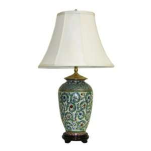  Green Swirl with Colored Flowers Lamp with Shade 12 Home Improvement