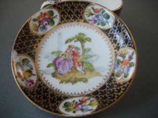 Continental Hand Painted R Backstamp Duo   Miniature Cup and Saucer 