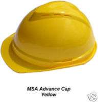 YELLOW MSA Advance Vented Hard Hat Cap w Ratchet Suspension  