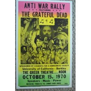   Anti War Rally at Berkley October 15th 1970 Concert Poster Everything