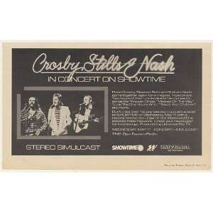  1983 Crosby Stills & Nash in Concert Showtime Print Ad (Music 