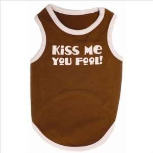  Kiss Me, You Fool Dog T Shirt in Brown / Pink Size X 