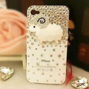  3d Swarovski Crystal+pearl Case for Iphone 4 / 4s(white 