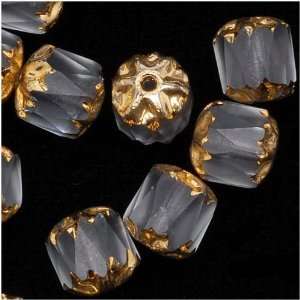  Czech Cathedral Glass Beads 6mm Matte Crystal with Gold 