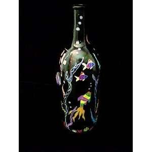  Fantasy Fish Design   Wine Bottle with Hand Painted 