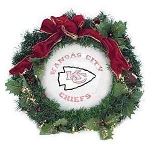   City Chiefs NFL 24 Fiber Optic Holiday Wreath