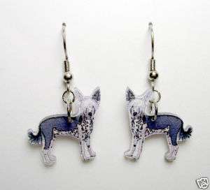 Chinese Crested Dangle Fish Hook Earrings   