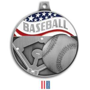  Hasty Awards 2.25 Americana Custom Baseball Medals SILVER MEDAL 