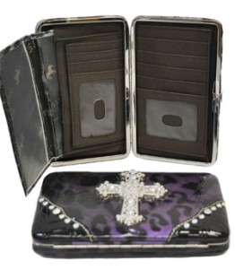 Purple Leapard Western Fashion Cross Wallet  