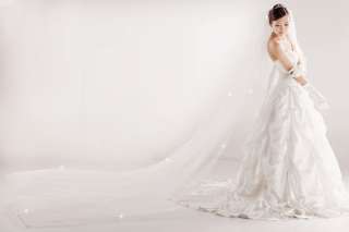 WHITE,WEDDING VEIL 2T CATHEDRAL SATIN CRYSTAL,#9241Sw  