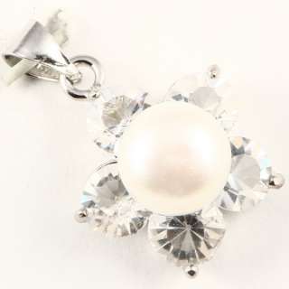WHITE PEARL WHITE CRYSTAL CLUSTER PENDANT *P224w*  