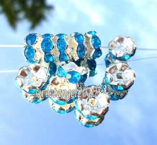 50PCS sky blue Crystal Beads Rondelle Spacer 8mm,#TL  