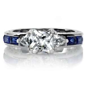  Eloises CZ Sapphire Banded Three Stone Ring Jewelry