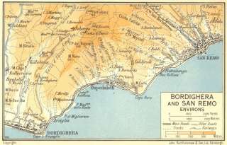 ITALY: Piedmont Liguria: Bordighera San Remo, 1953 map  