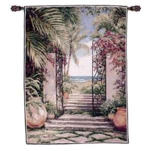  Beachscape Open Gate Flowers Wall Hanging Tapestry 54 x 