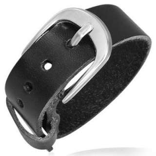 Personalized Black Genuine Leather Belt Buckle Bracelet   Free 
