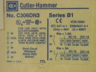 Cutler Hammer C306DN3 Series B  CUTLER HAMMER C306DN3 OVERLOAD RELAY 