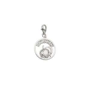   Savannah Peach Charm with Lobster Clasp, 14k White Gold Jewelry