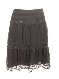 MW Black Silk Beaded Skirt Sz 12P  