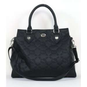   Kitty Black Embossed Faux Leather Satchel Bag Purse: Everything Else