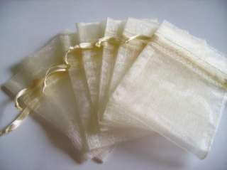 100 Ivory Organza Jewelry Gift Pouch Bags Great For Wedding favors 