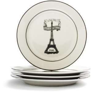  French Bistro Paris je taime! Porcelain Dessert Plates 