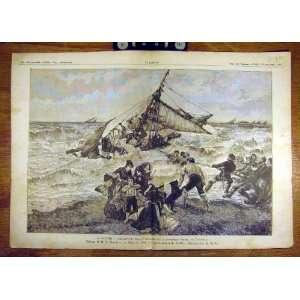  1885 Blanchon Ship Wreck Deauville Postel Trouville Art 