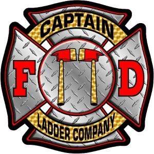 Firefighter Decal/Sticker   4x4 Diamond Plate Captain Ladder Company 