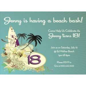  Surfer Beach Bash Birthday Invitations