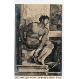 Vintage Rome Post Card 1020. ROMA. Figura decorativa (Michelangelo 