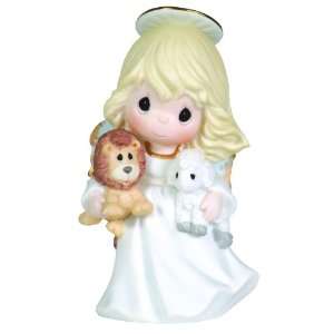 Precious Moments Angel Holding Lion And Lamb Figurine Peace On Earth 