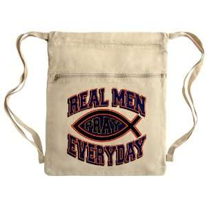  Messenger Bag Sack Pack Khaki Real Men Pray Every Day 