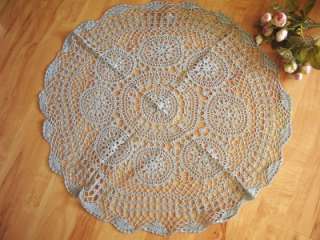 Hand Crochet Round Doily Topper Table Mat Pewter 60CM  