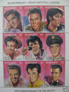 MINT ELVIS 15TH ANNIVERSARAY OF HIS DEATH STAMPS (PINK)  