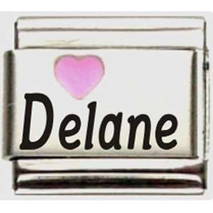  Delane Pink Heart Laser Name Italian Charm Link Jewelry